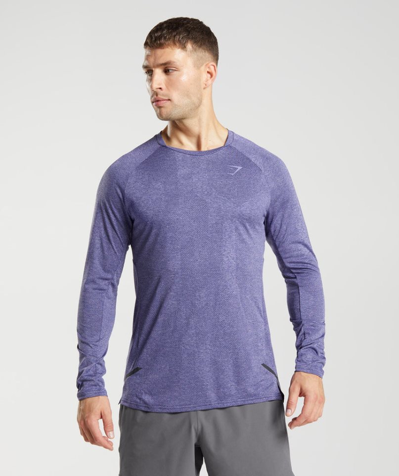 Koszulki Gymshark Apex Long Sleeve Męskie Fioletowe | PL 320DKA